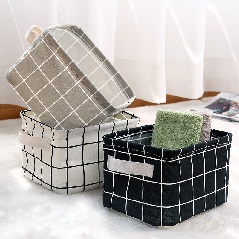 Woven Cotton & Linen Desktop Storage Basket