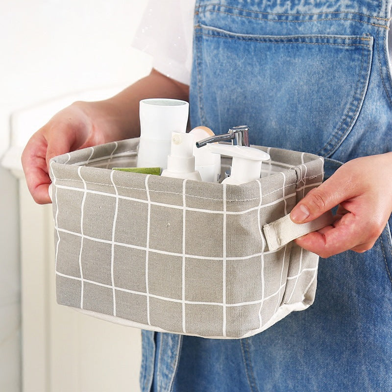 Woven Cotton & Linen Desktop Storage Basket