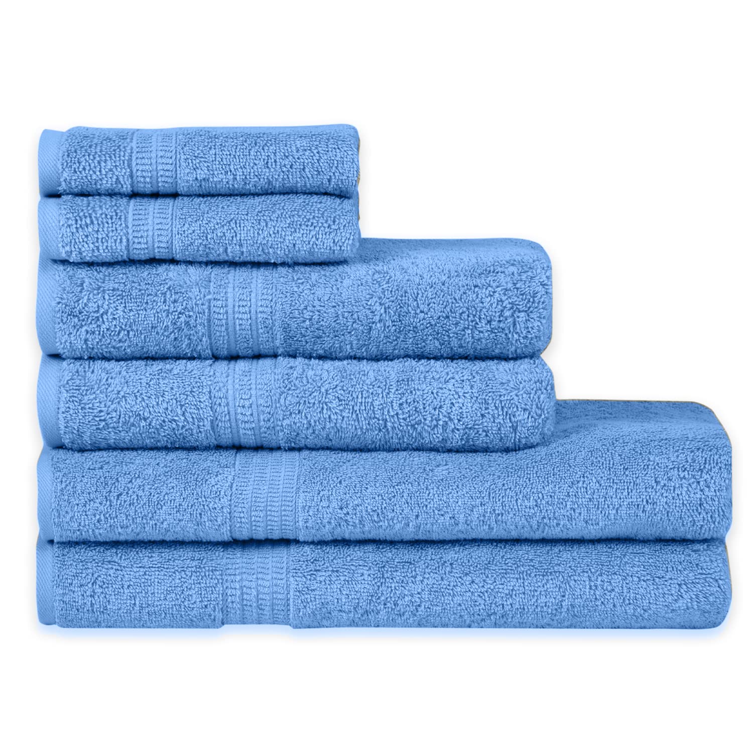 Organic Cotton 6 Piece Towel Set- Hotel Soft, Dorm Ready