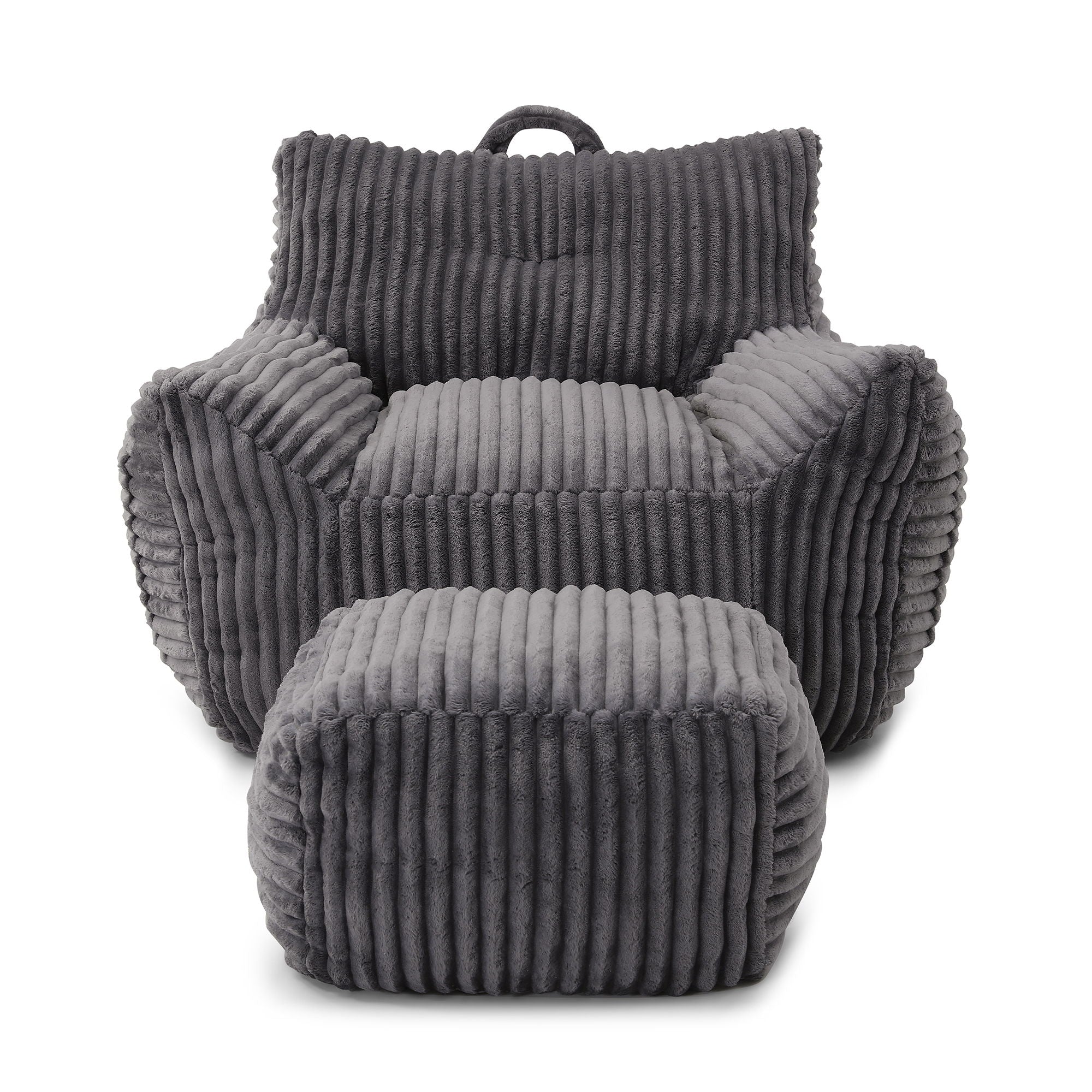 Giant Bean Bag Chair with Armrests & Footstool