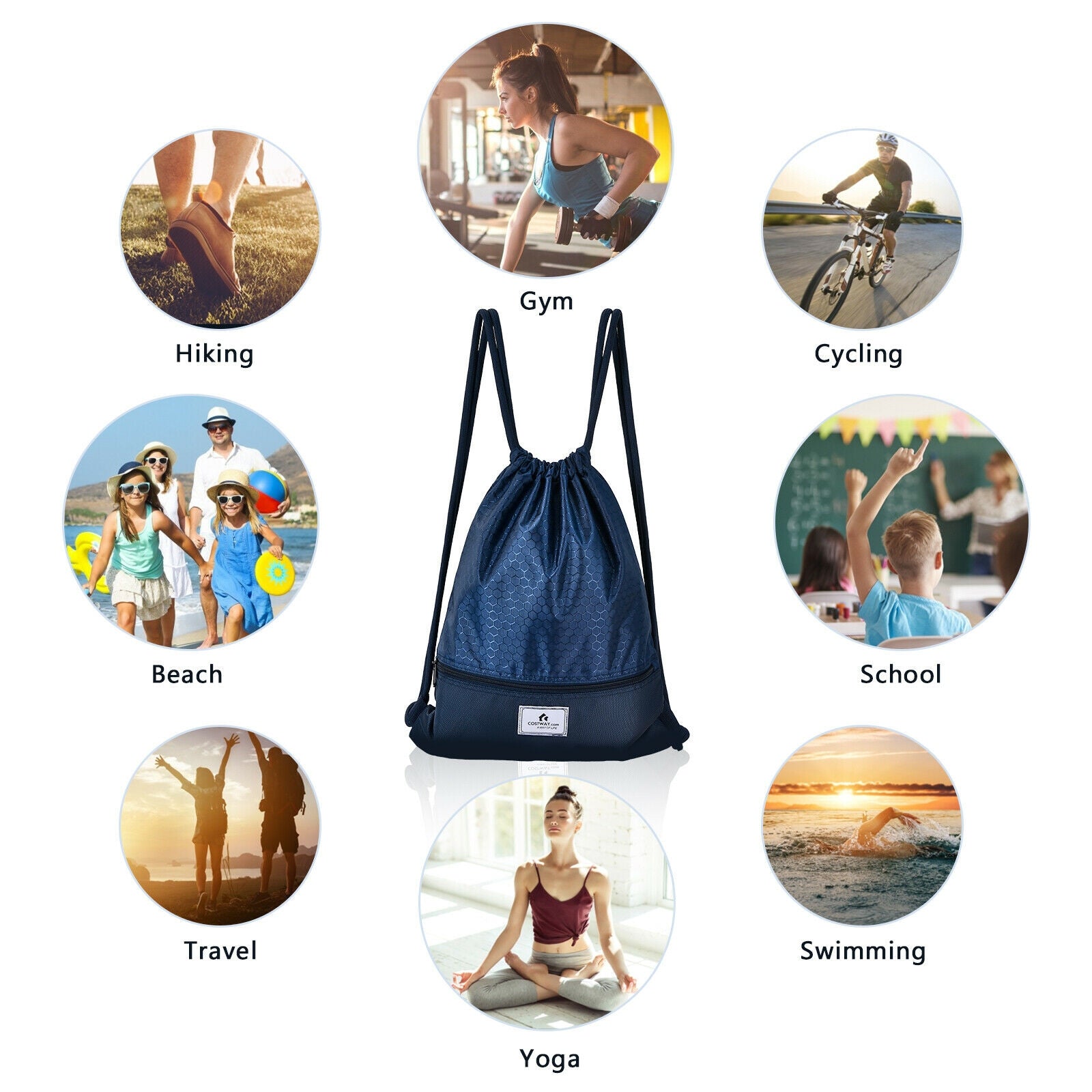 Foldable Drawstring Backpack – Lightweight College Bag for Campus & Gym