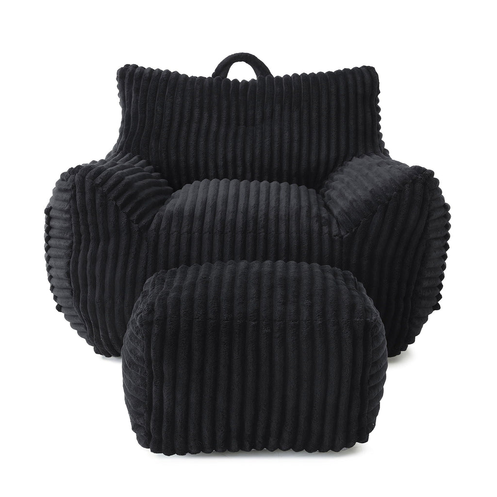 Giant Bean Bag Chair with Armrests & Footstool