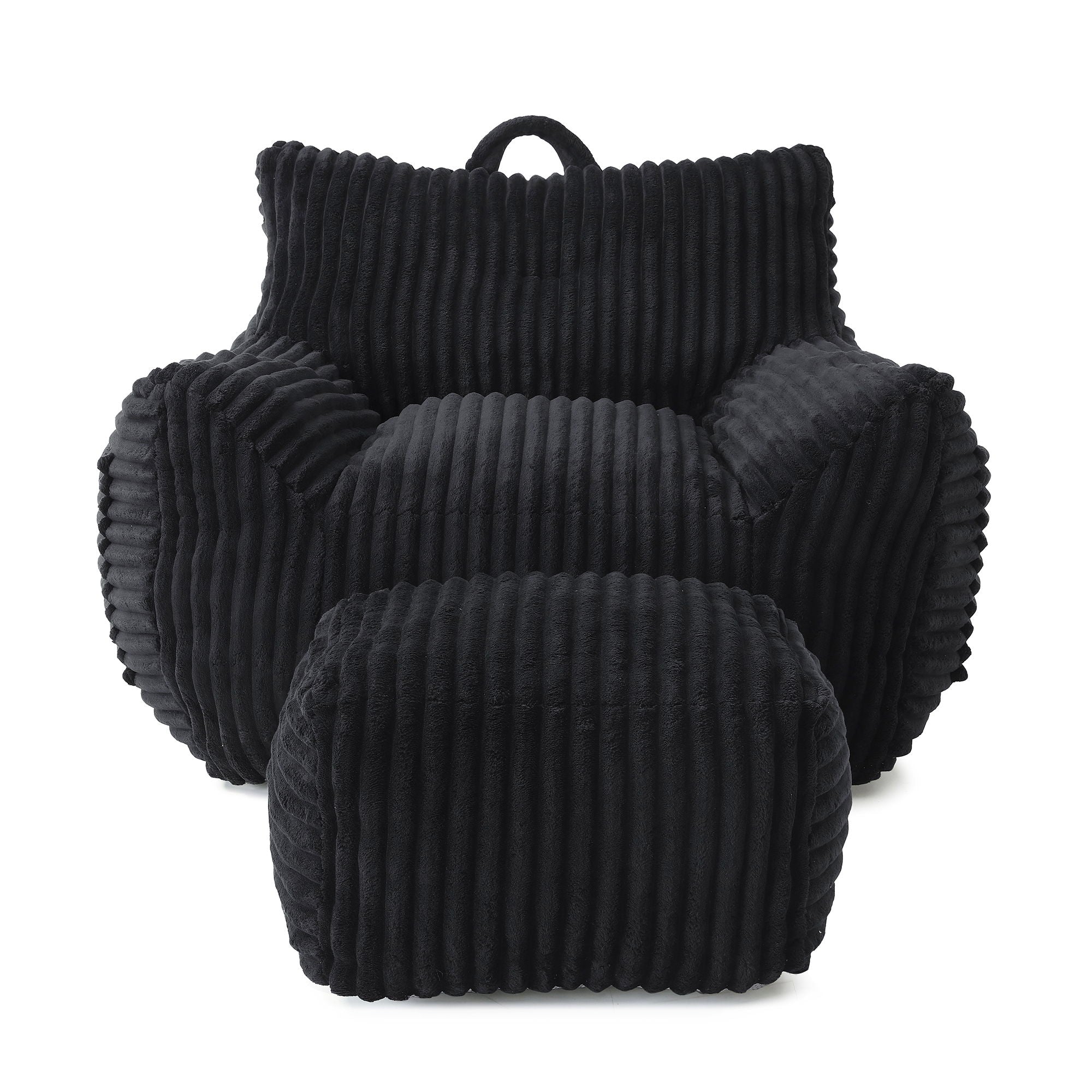 Giant Bean Bag Chair with Armrests & Footstool