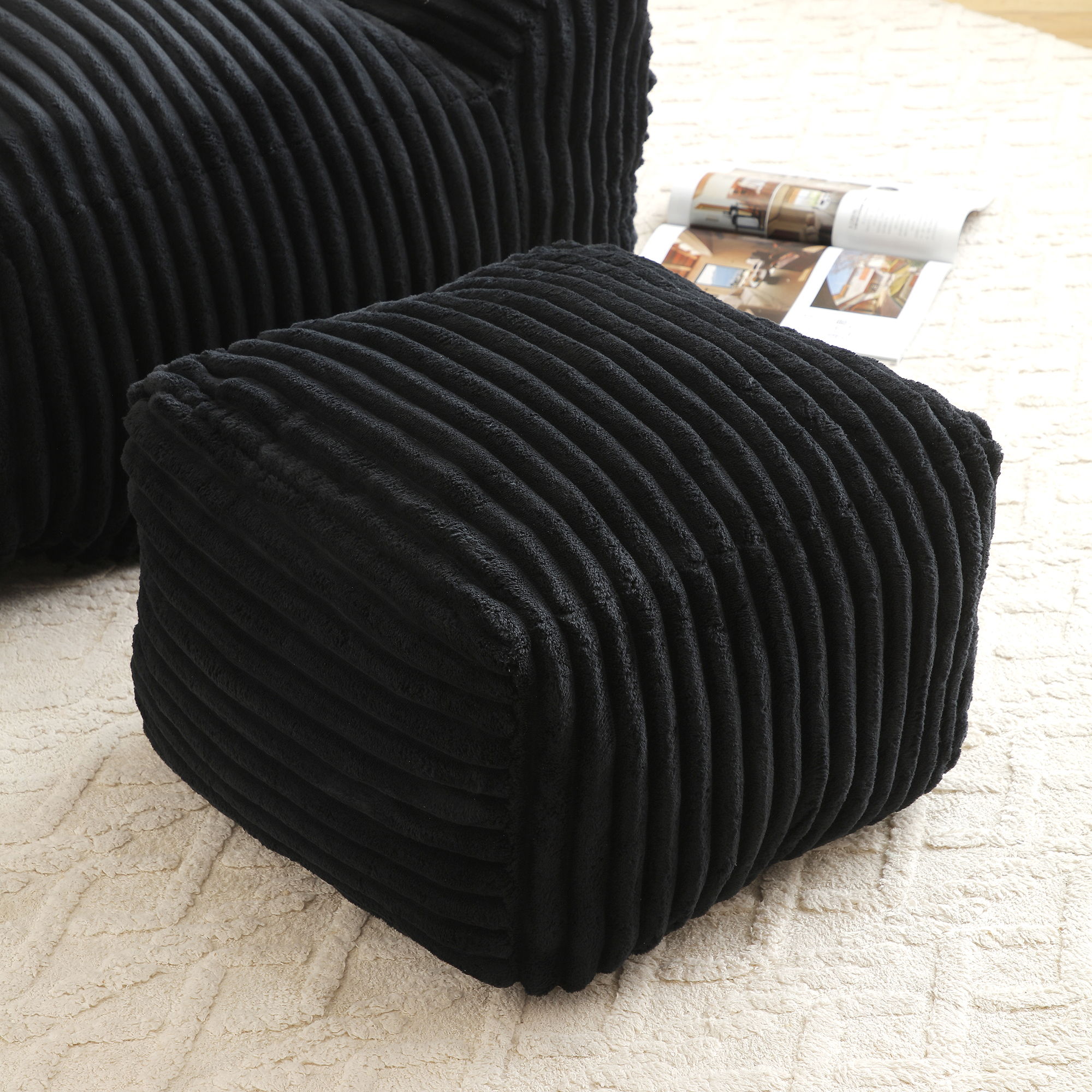 Giant Bean Bag Chair with Armrests & Footstool