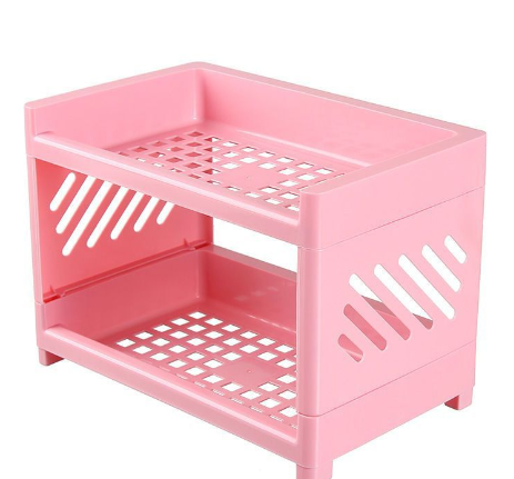The Desk Glow-Up You Need — Double-Layer Dorm Organizer in White, Grey & Pink