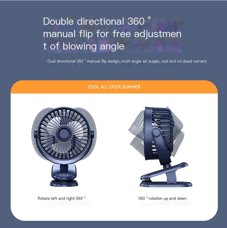 Clip-On Mini Desk Fan for Dorm Rooms
