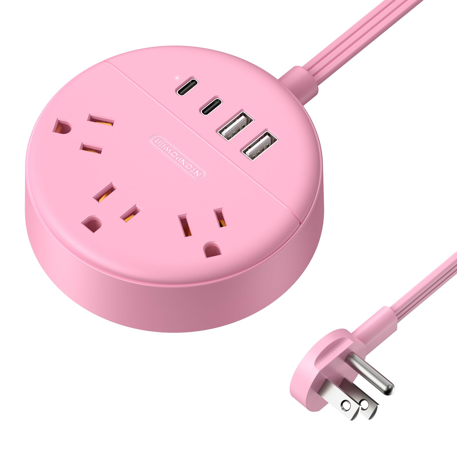 The Ultimate Pink Power Strip – Flat, Fast & Wall-Mountable