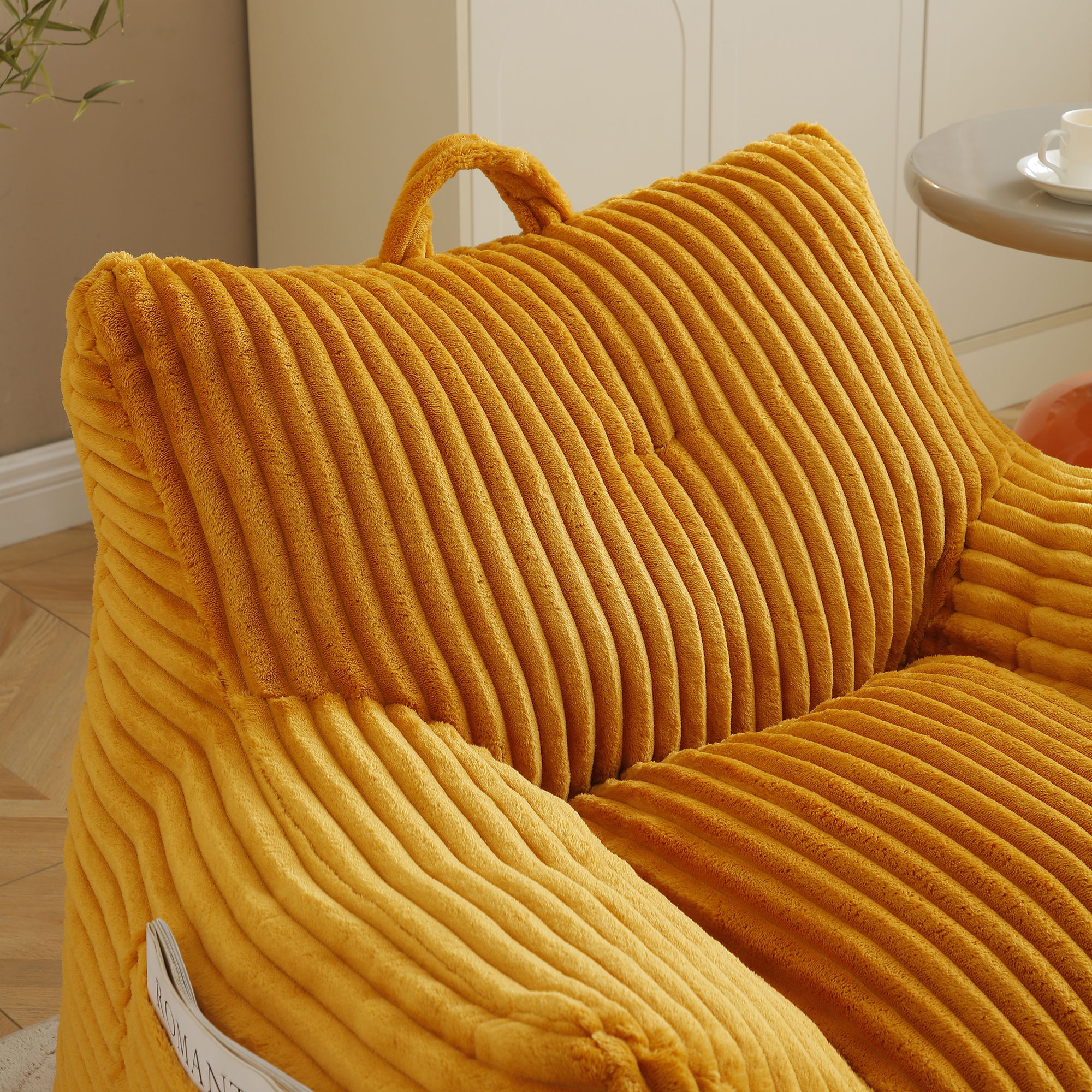 Giant Bean Bag Chair with Armrests & Footstool