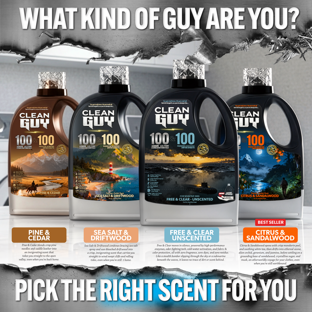 Clean Guy 2-in-1 Laundry Detergent + Dryer Sheets — Built for Athletes (100 Loads)