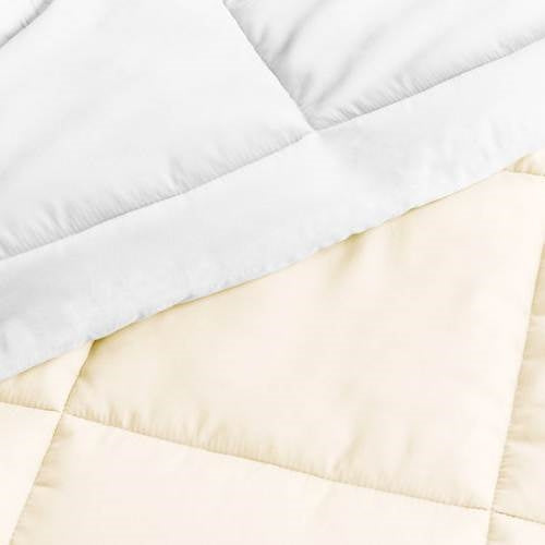 Twin XL Reversible Comforter Set – White & Cream | 2-Piece Microfiber