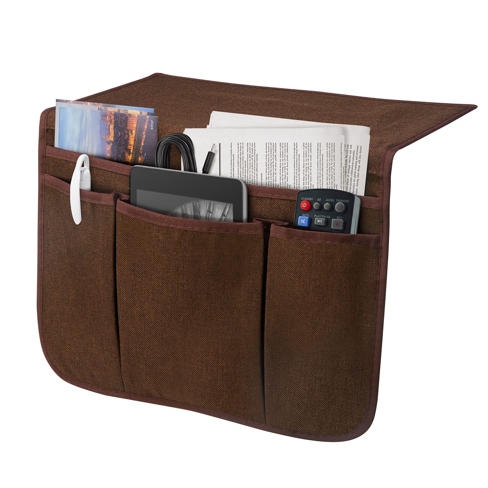 Bedside Caddy Storage Organizer – Dorm, Bed & Sofa Pocket Holder (Brown)