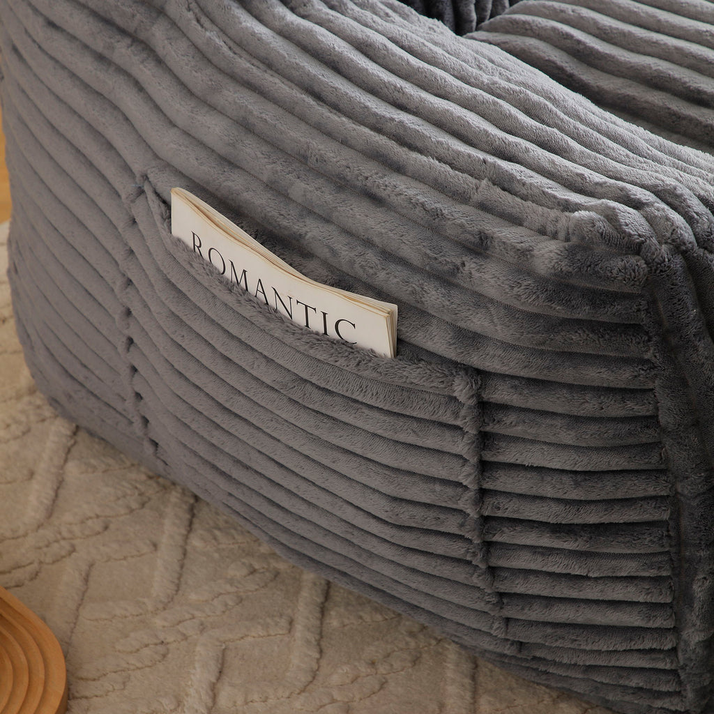 Giant Bean Bag Chair with Armrests & Footstool