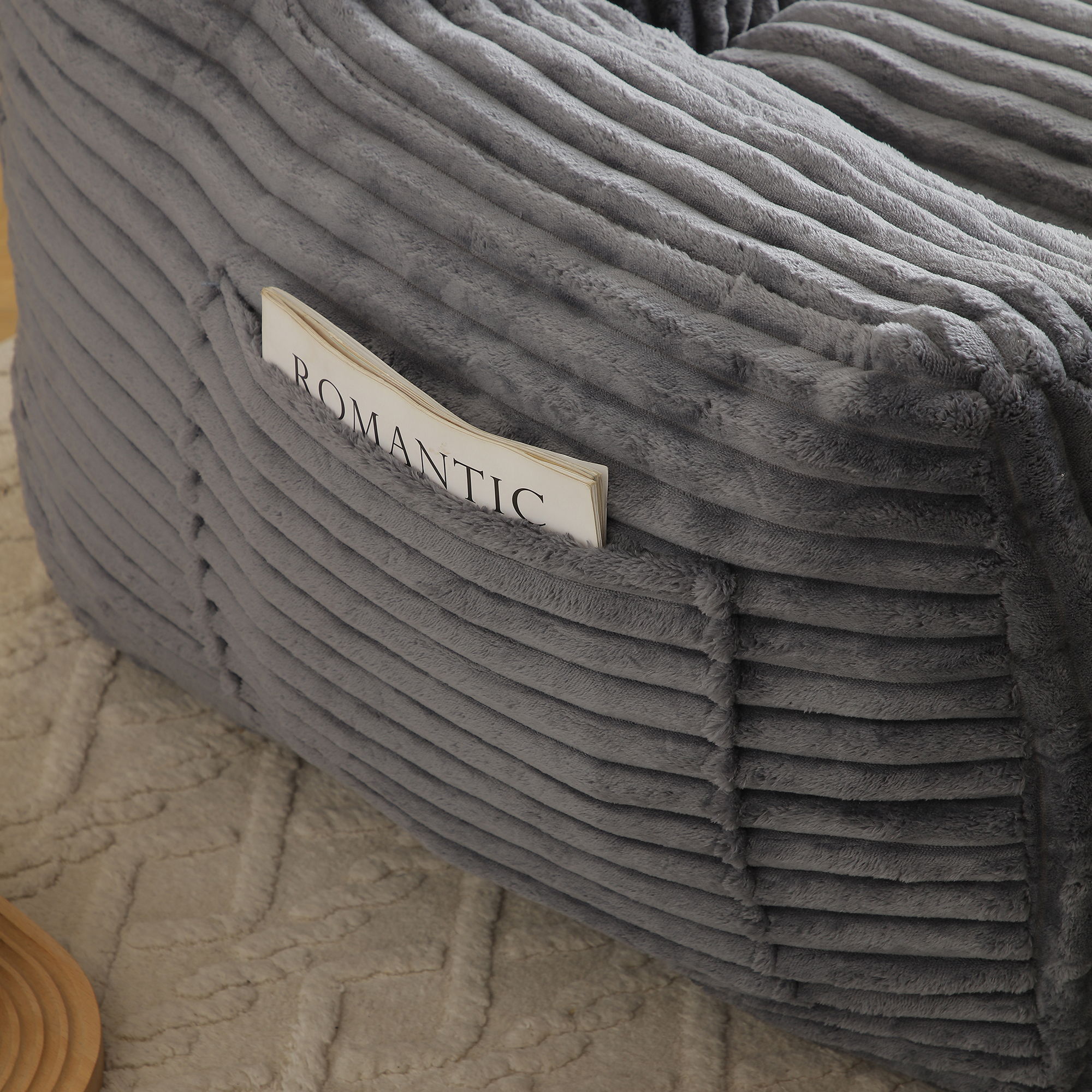 Giant Bean Bag Chair with Armrests & Footstool