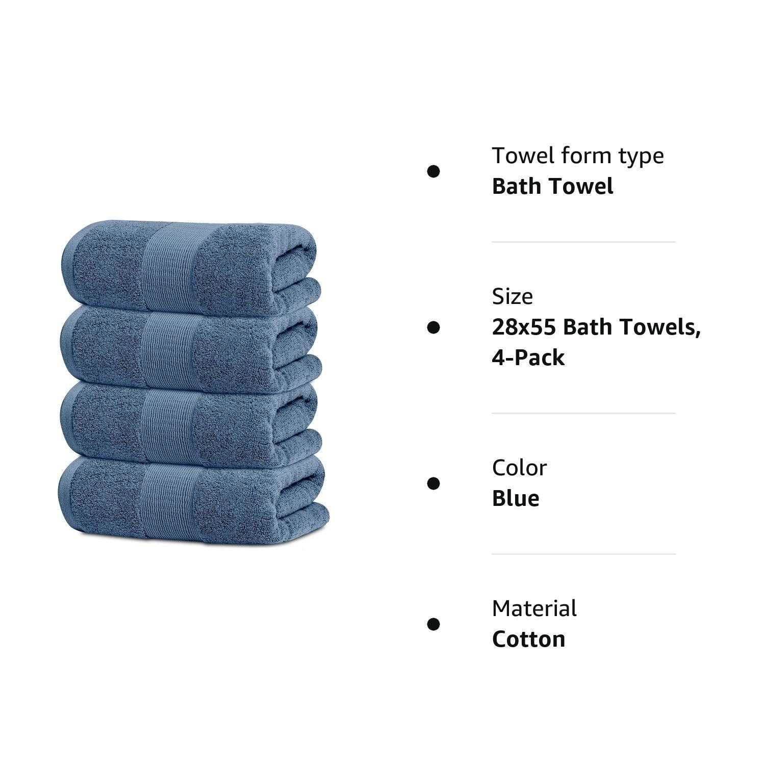 Soft Bath Towels for Dorm 4 Pack Luxury Plush Cotton 28x55 Inches